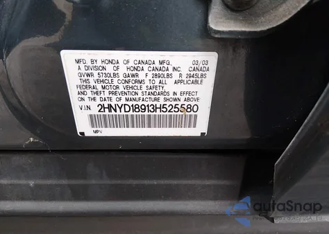 2003 Acura Mdx z USA, uszkodzony, nr VIN 2HNYD18913H525580